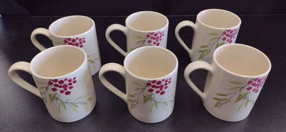 Corelle Coordinates Wine Berries Stoneware Coffee Mugs Set of 6